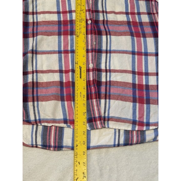 Woolrich‎ Women L Flannel Shirt Red Blue White Plaid Cotton Long Sleeve HLT0669S - Picture 6 of 9